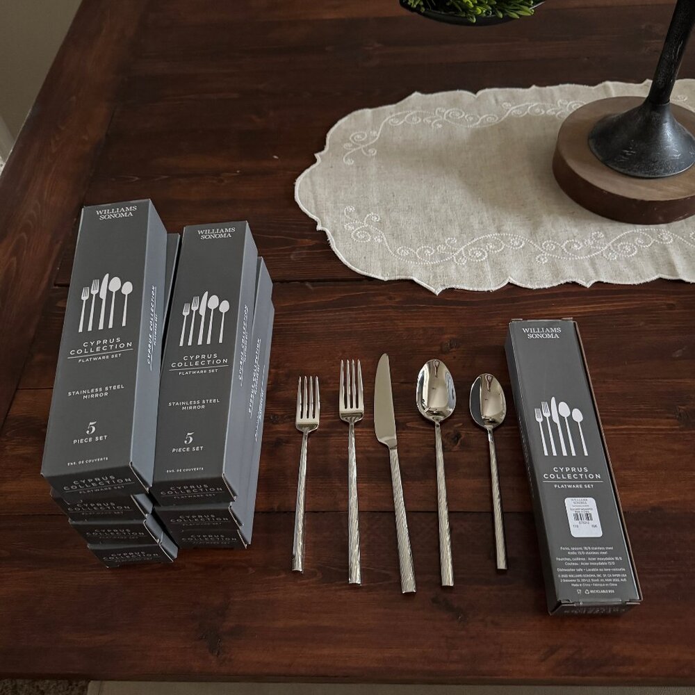 Williams-Sonoma Cyprus 40 Piece Stainless Steel Flatware Set